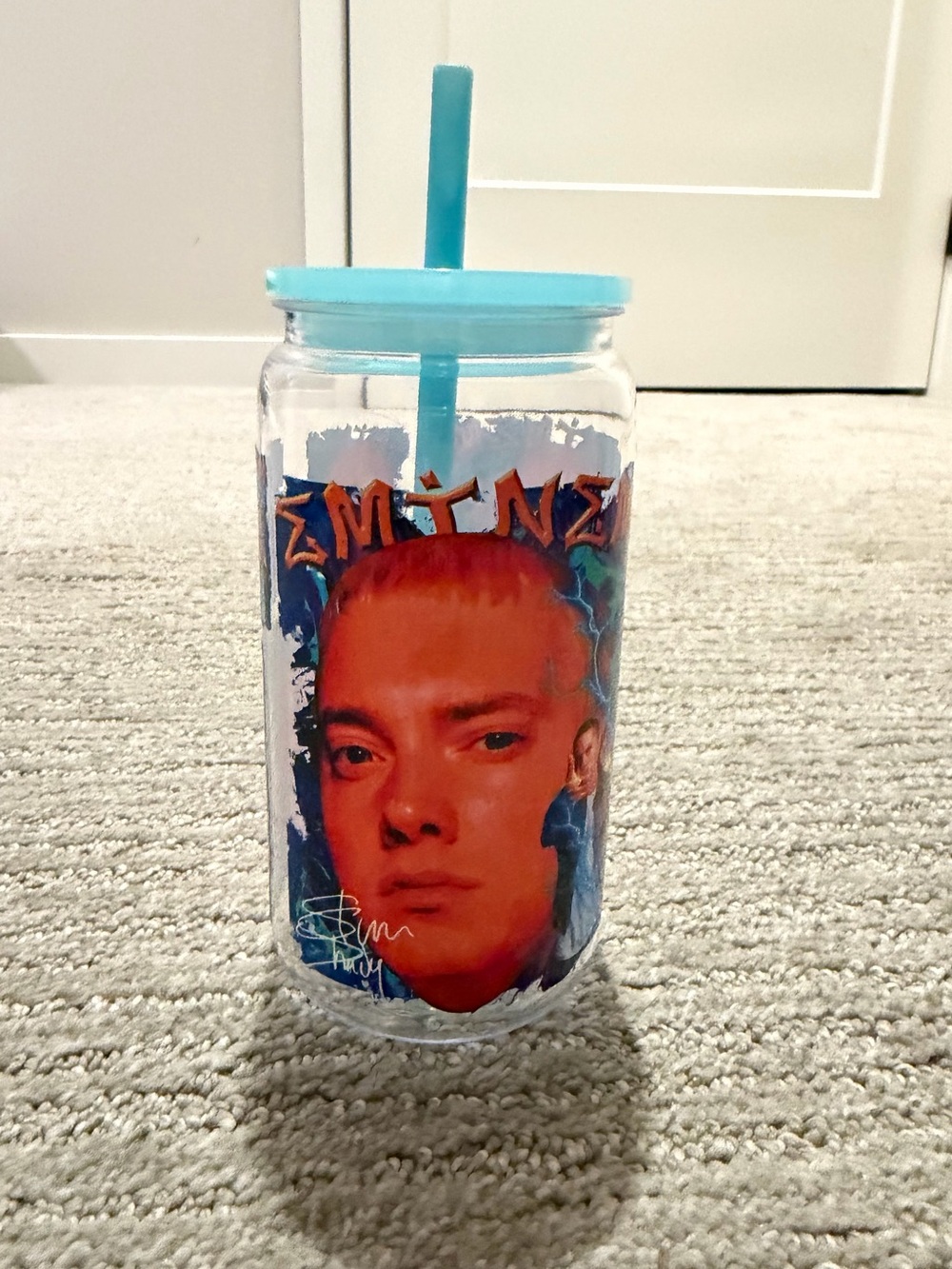 Eminem plastic Can Tumbler with Lid and Straw